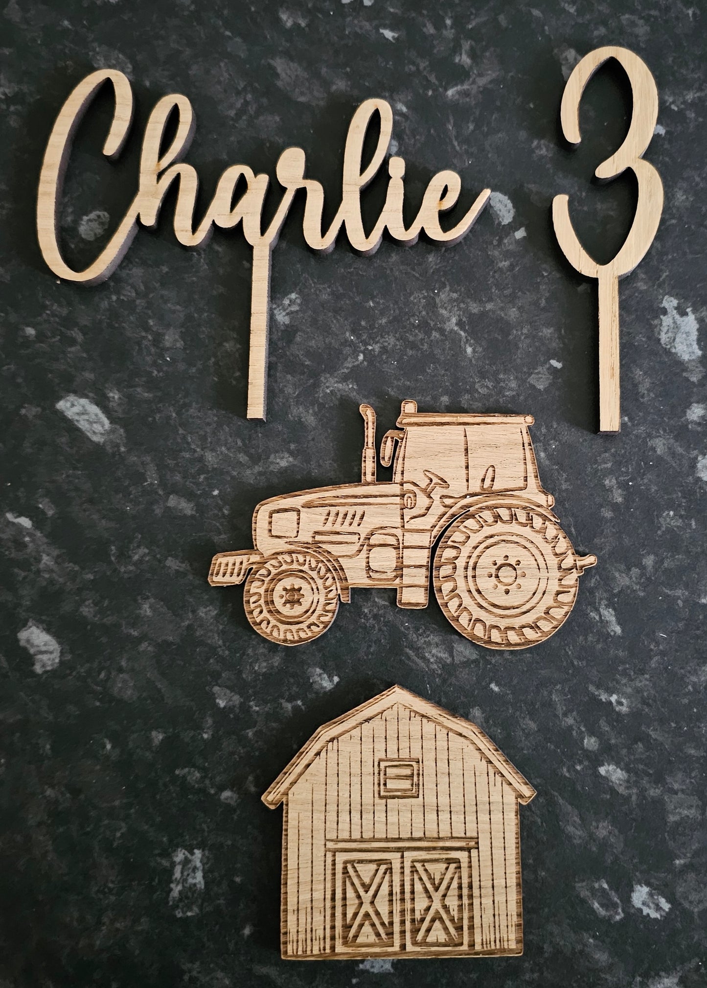 Wooden Farm Cake Topper Set