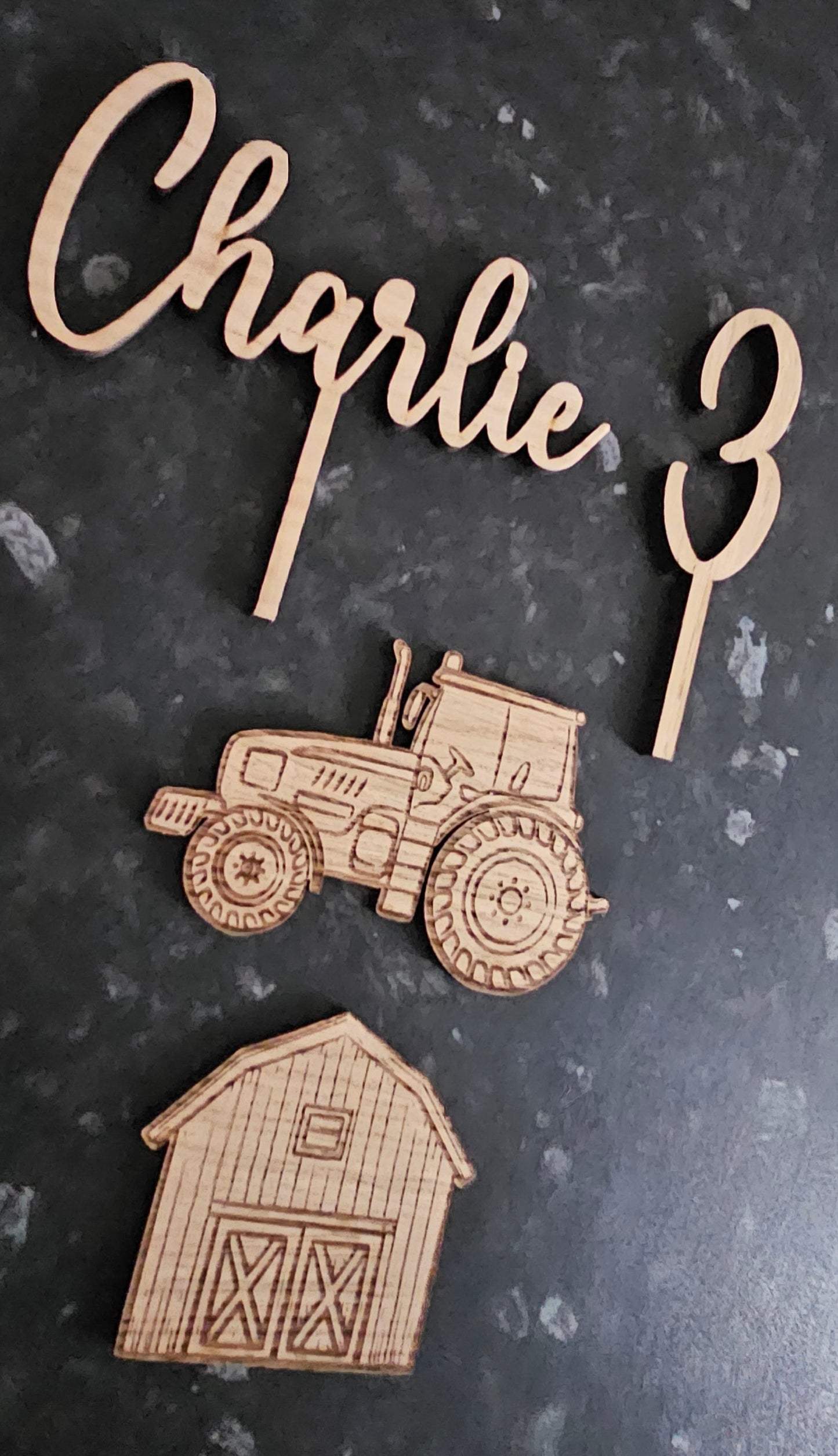 Wooden Farm Cake Topper Set