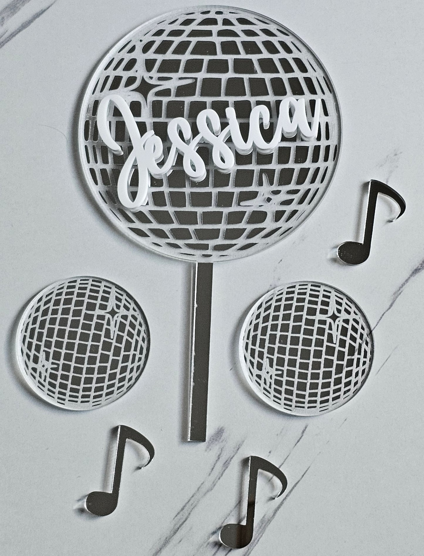 Disco themed cake topper set