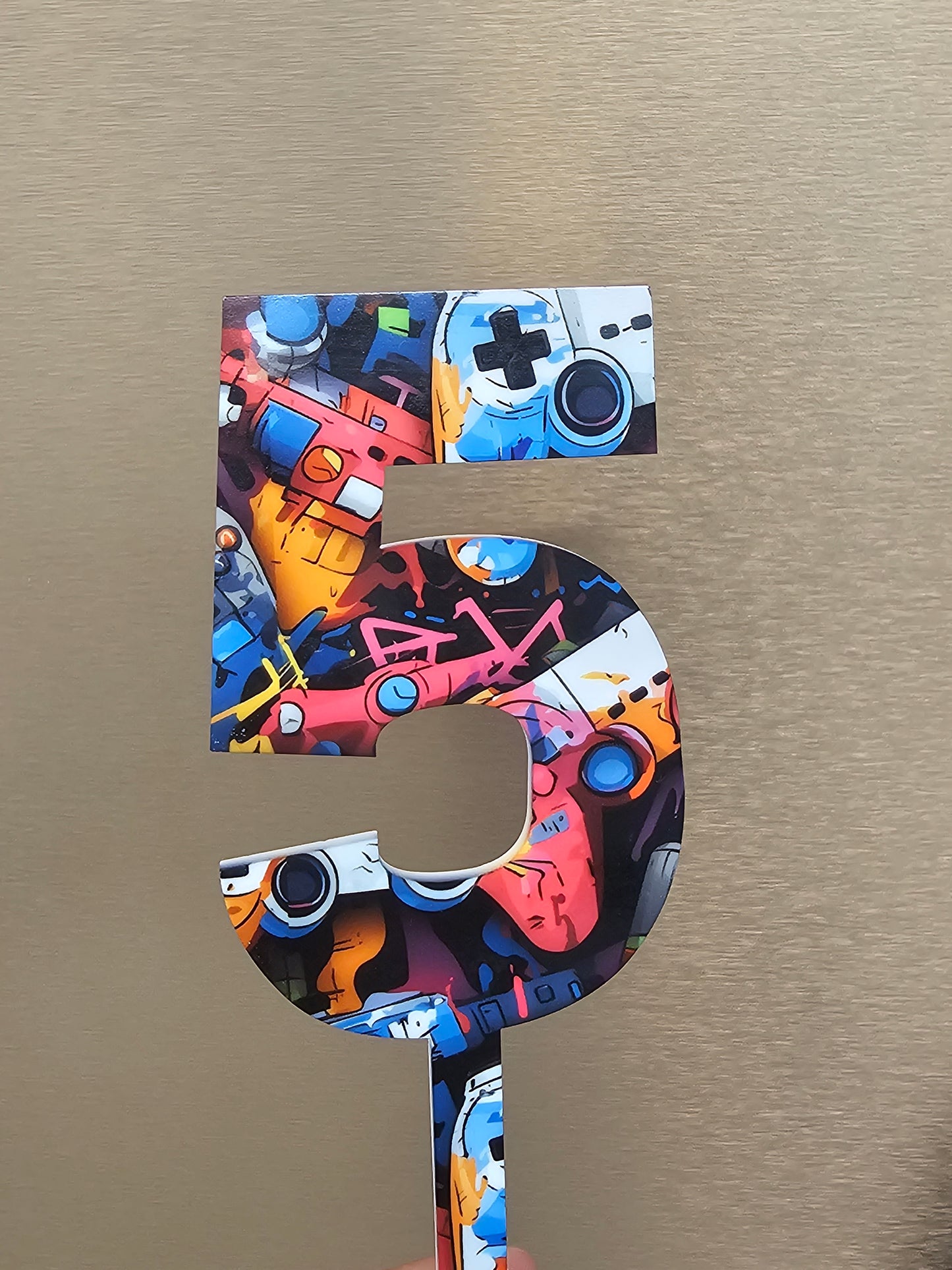 Custom Gaming Cake Topper - Acrylic Birthday Age Topper, Gamer Party Decoration