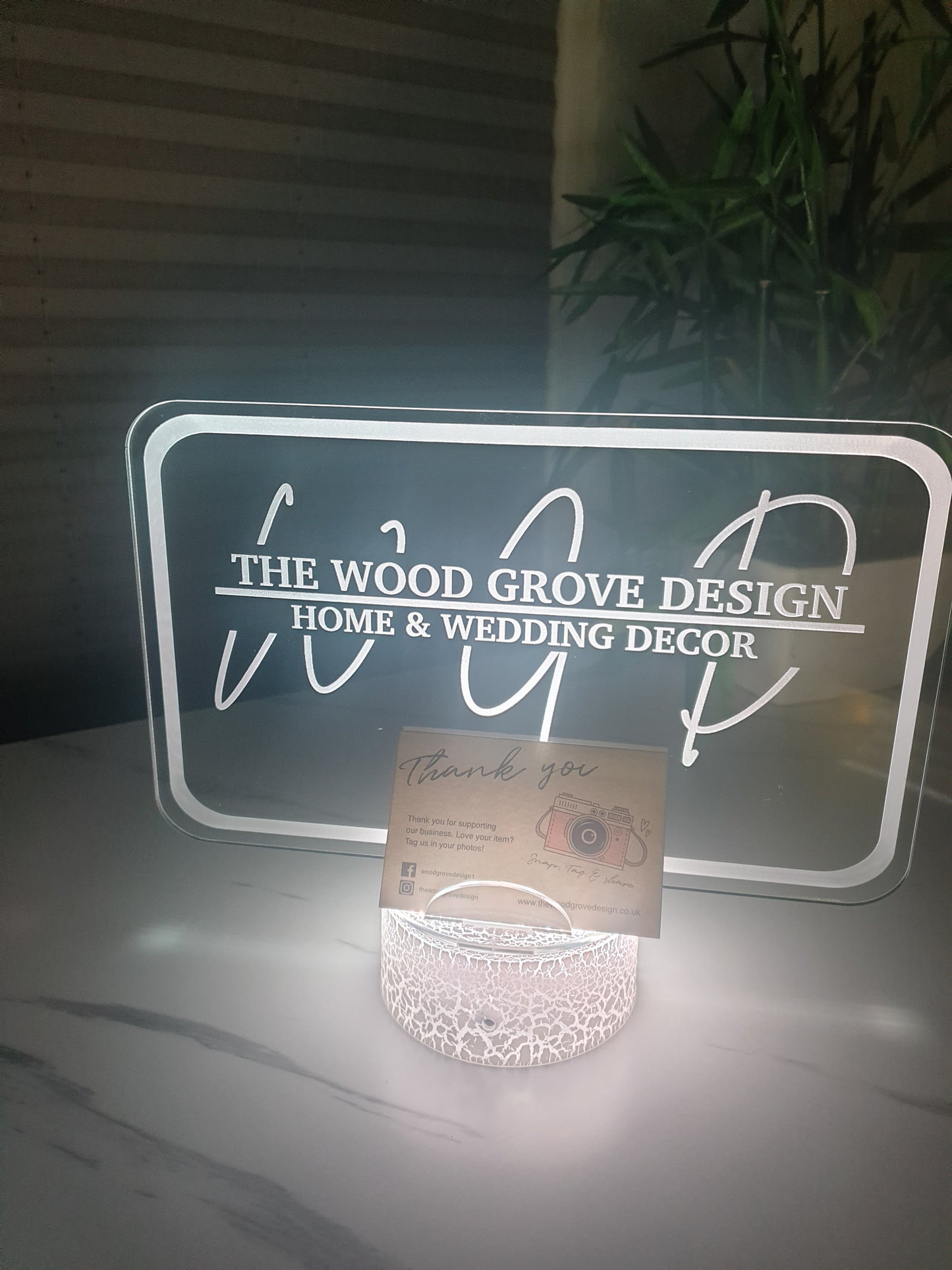 Company LED Sign With Card Holder