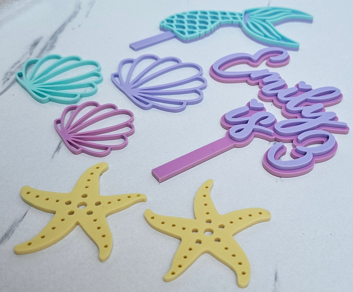 Mermaid themed cake topper set