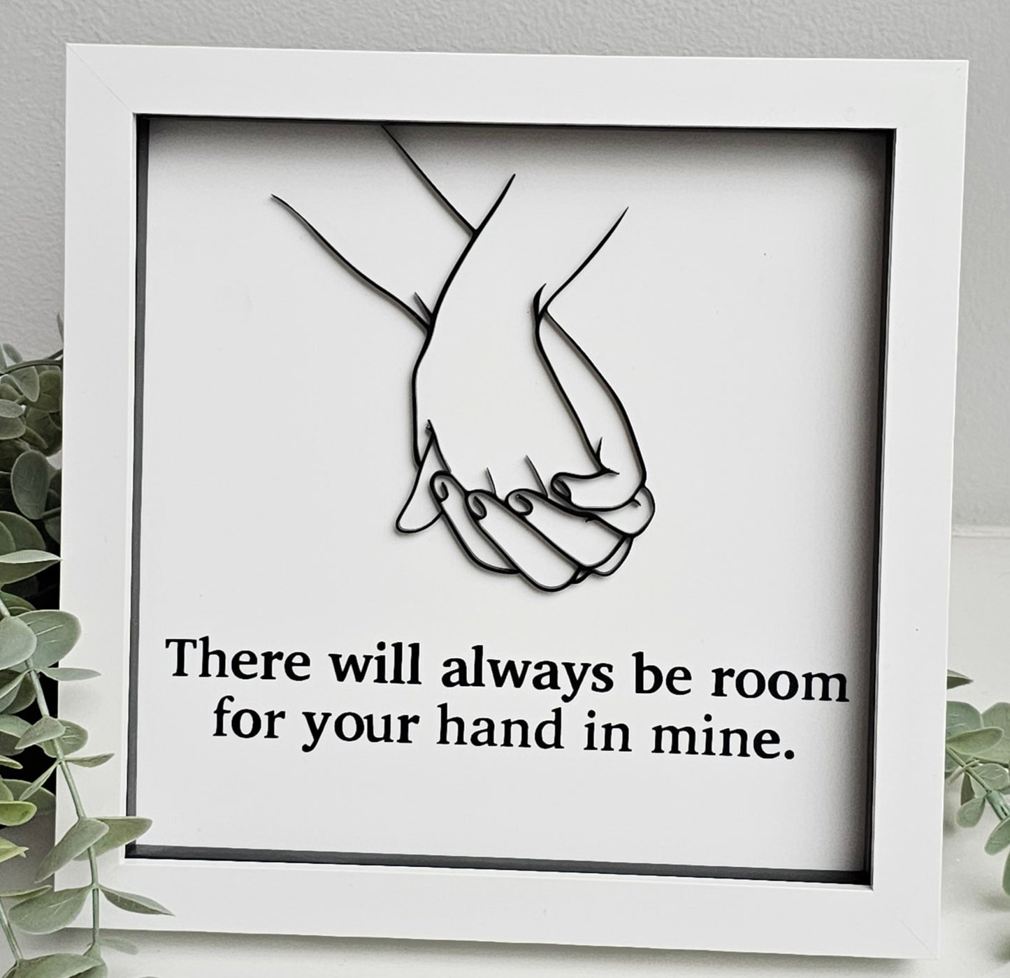 Hand In Hand Line Art Sign Framed