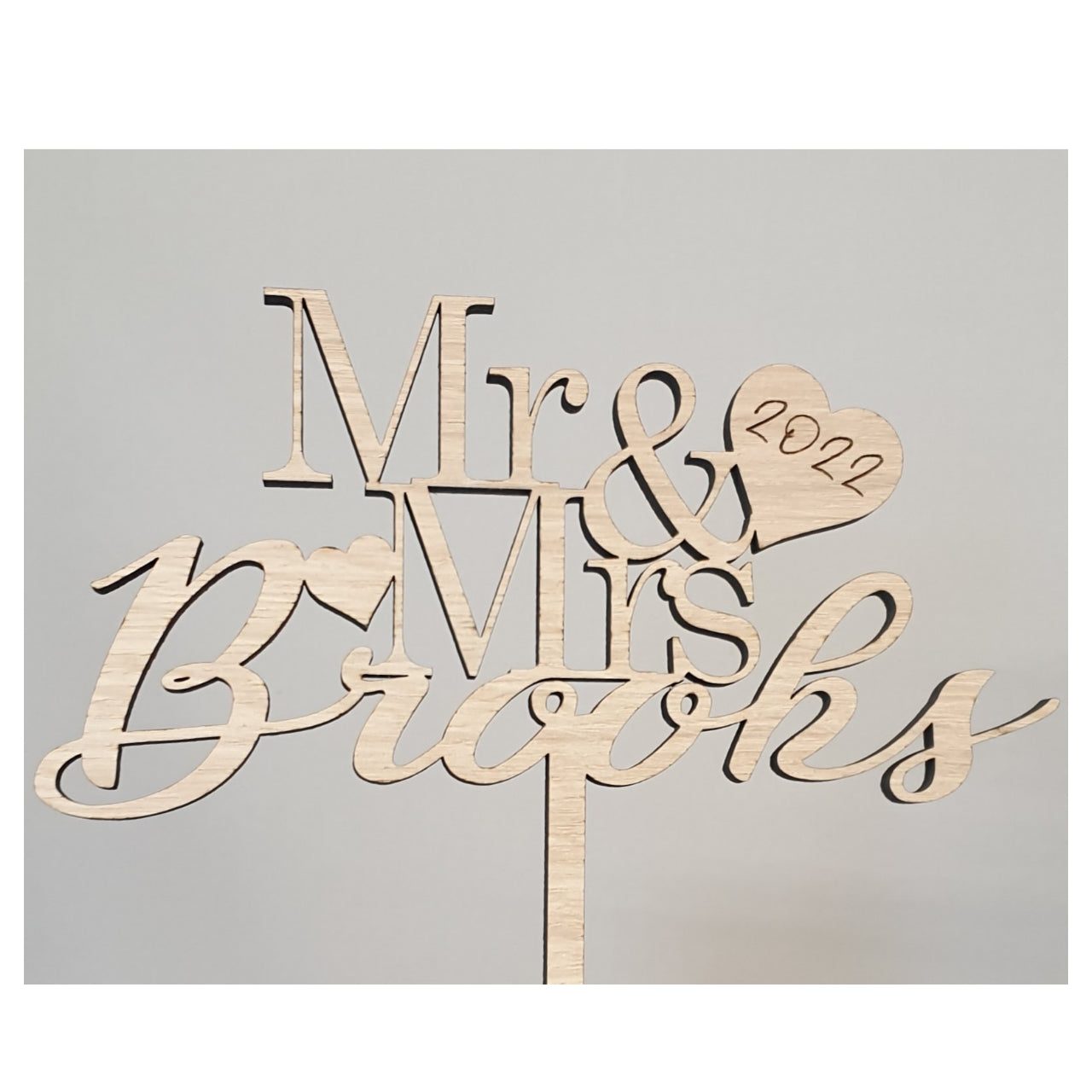 Wooden Mr & Mrs Name Cake Topper