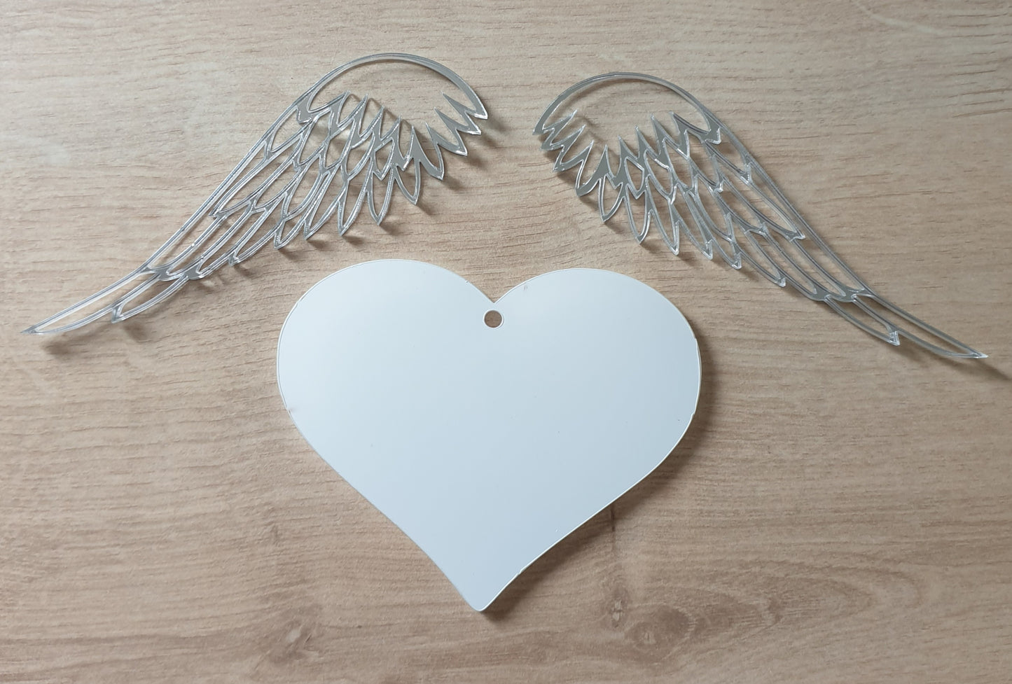 Acrylic Heart and Angel Wings
