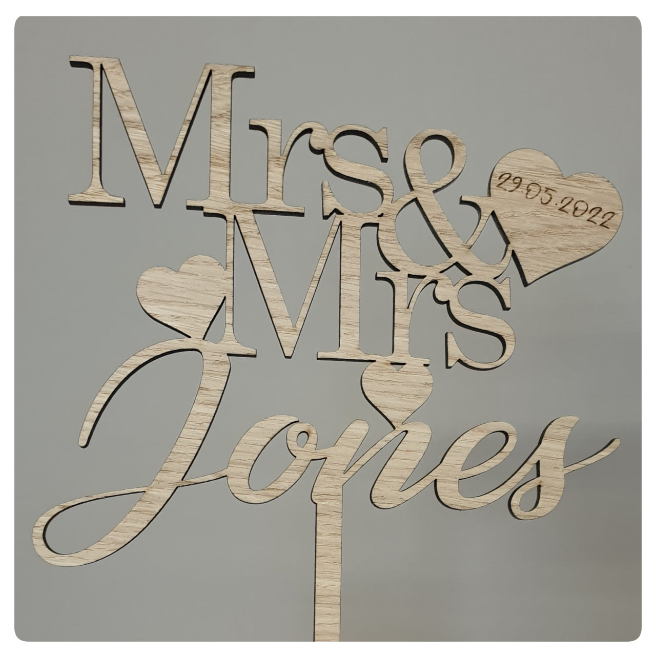 Wooden Mr & Mrs Name Cake Topper