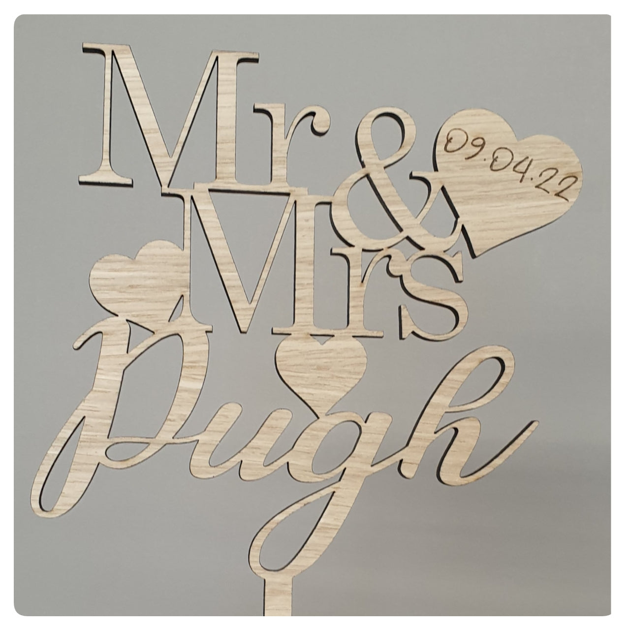 Wooden Mr & Mrs Name Cake Topper
