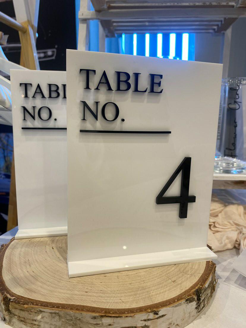 3D Effect Table Number Signs