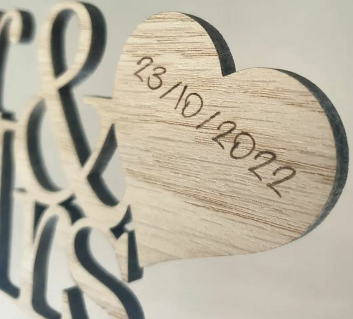 Wooden Mr & Mrs Name Cake Topper