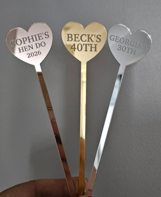 Personalised Heart Shape Drink Stirrers
