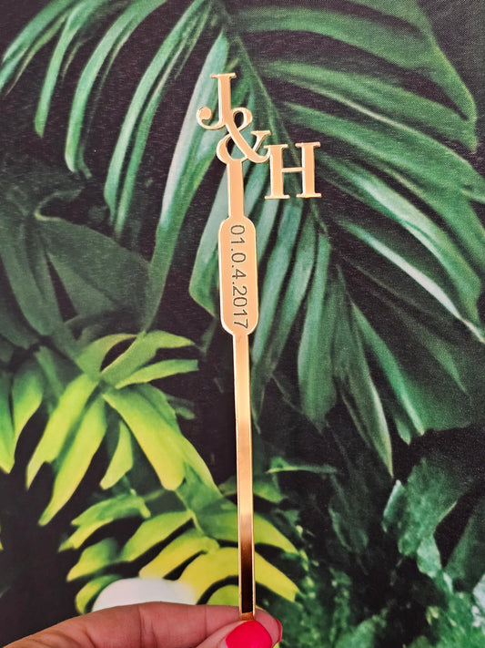 Personalised Drink Stirrers with initial & Date