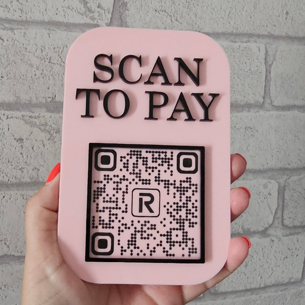 QR Scan To Pay, Acrylic Scan to pay QR sign, Scan to pay plaque, Business signage
