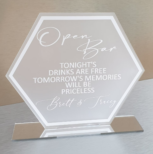 Hexagon Open Bar Sign